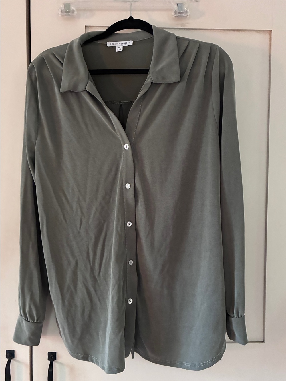 Green Envelope Olive Green Blouse Top
